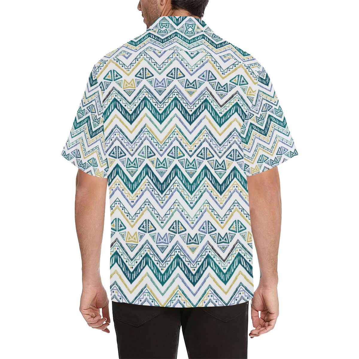 Zigzag Chevron Paint Design Pattern Mens All Over Print Hawaiian Shirt