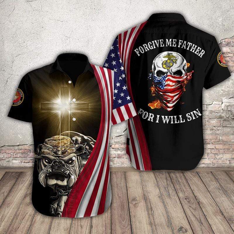 Hawaiian Aloha Shirts US Marine Forgive Me Father