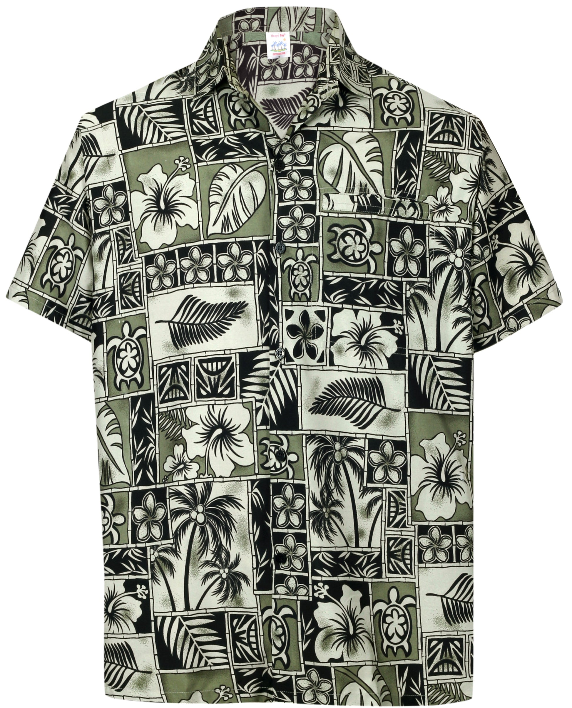 LA LEELA Shirt Casual Button Down Short Sleeve Beach Shirt Men Aloha Pocket shirt Halloween Black_W403