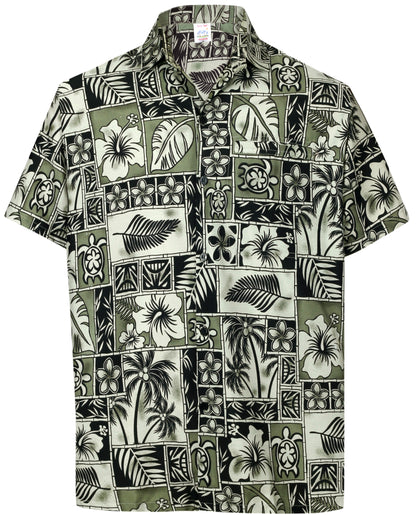 LA LEELA Shirt Casual Button Down Short Sleeve Beach Shirt Men Aloha Pocket shirt Halloween Black_W403