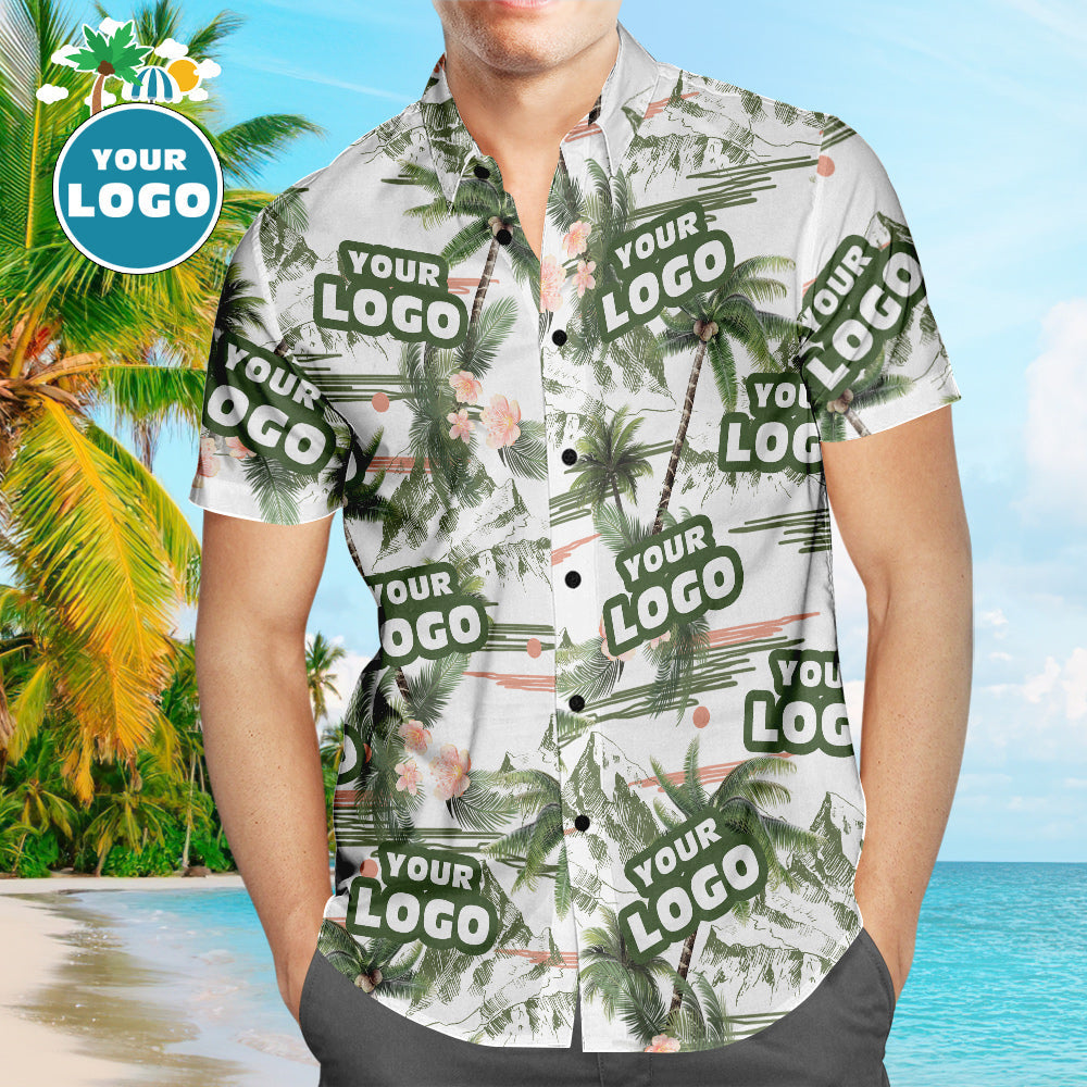 Custom Logo Personalised Hawaiian Shirt All Over Print Coconut Tree