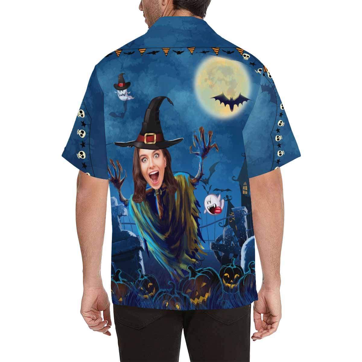 Custom Face Halloween Gift Men's All Over Print Hawaiian Shirt