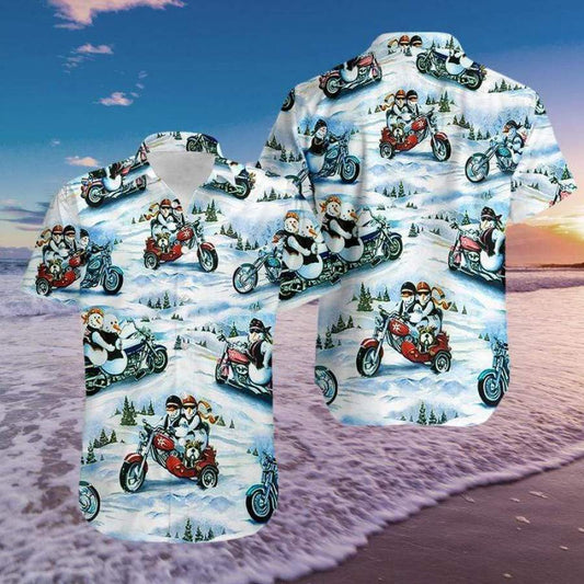 Hawaiian Aloha Shirts Christmas Snowman Racing #911DH