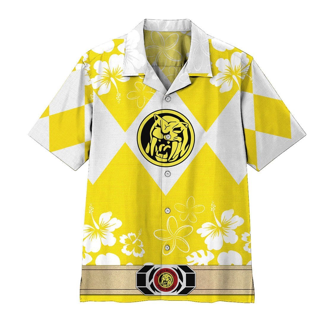  3D Mighty Morphin Power Ranger Yellow Hawaii Shirt