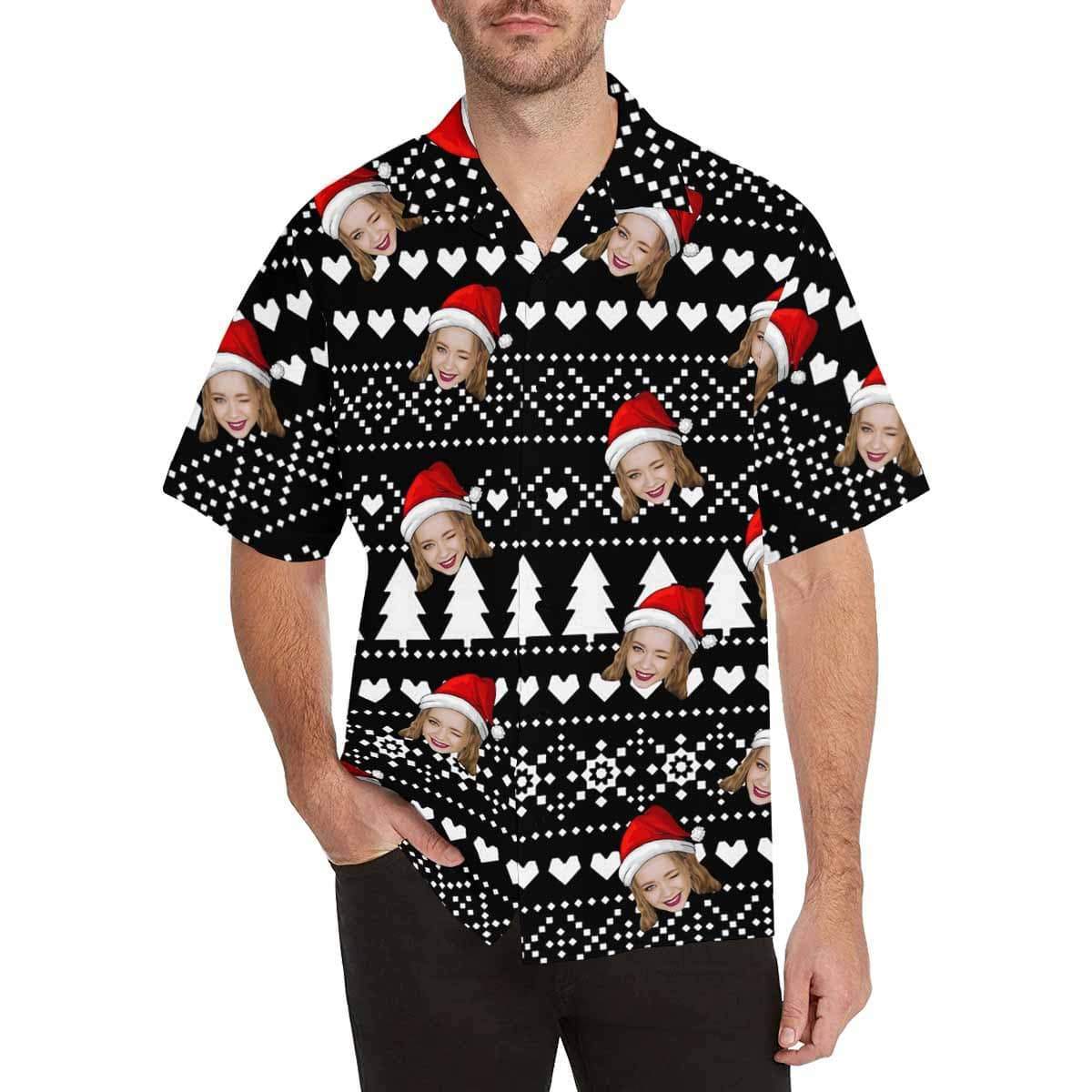 Custom Face Snow Christmas Hawaiian Shirt