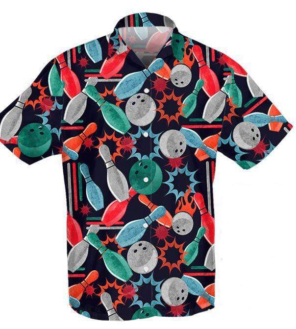 Amazing Bowling Ball And Pin Hawaiian Aloha Shirts