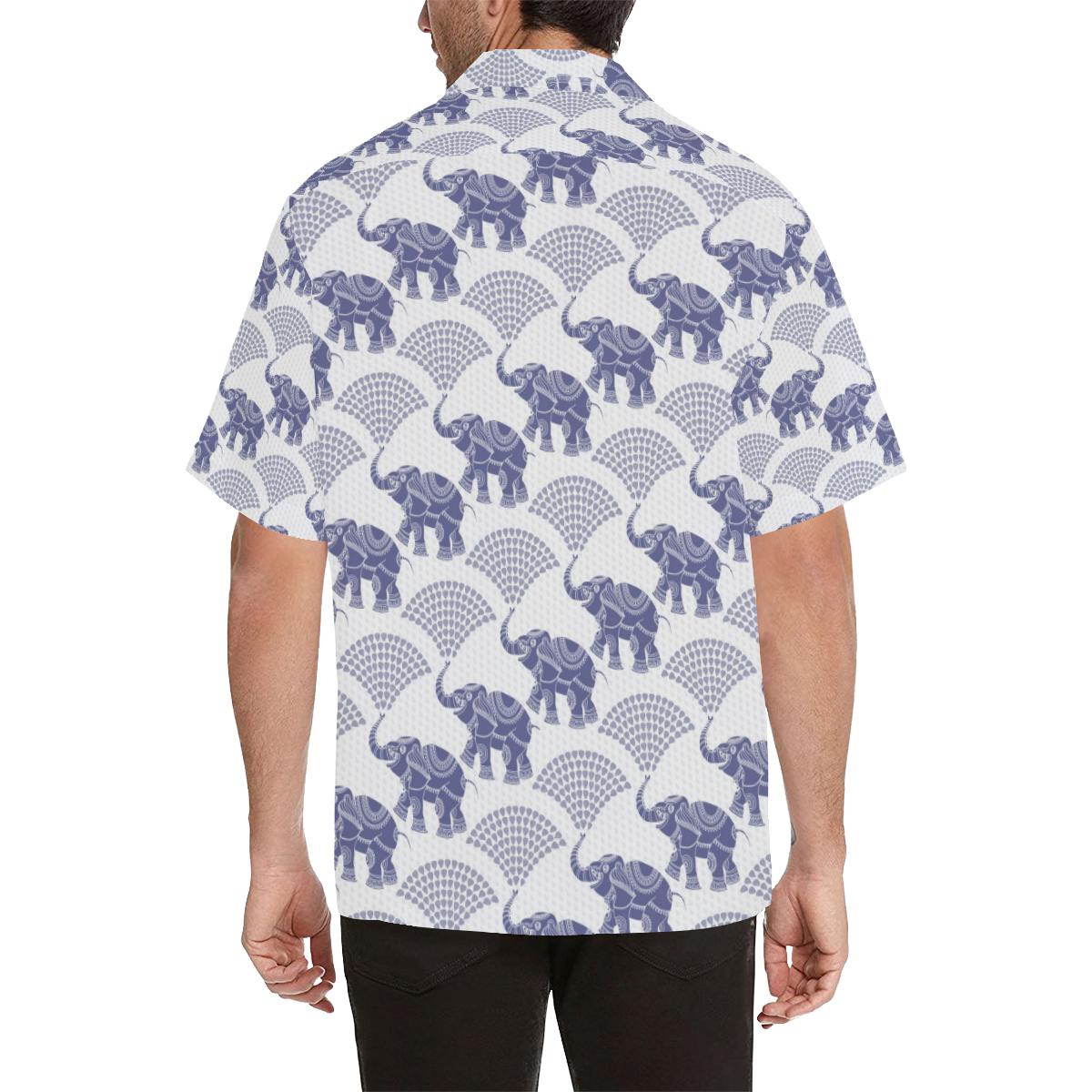 Elephant Pattern Background Mens All Over Print Hawaiian Shirt