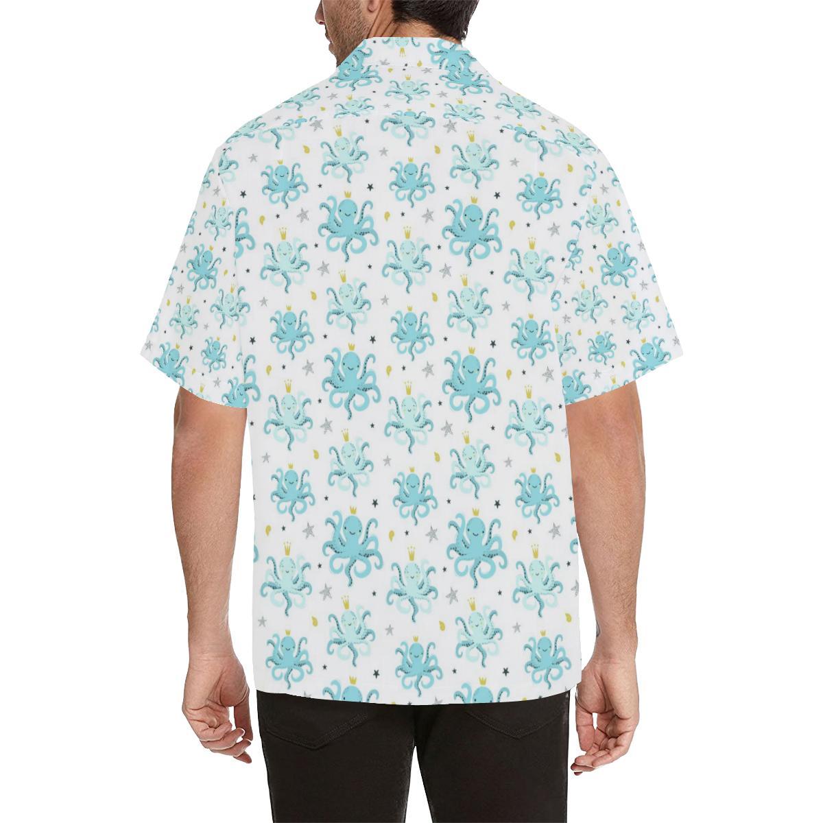 Octopus Blue Pattern Mens All Over Print Hawaiian Shirt