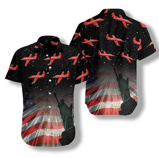 Hawaiian Aloha Shirts 4Th Of July Aircraft