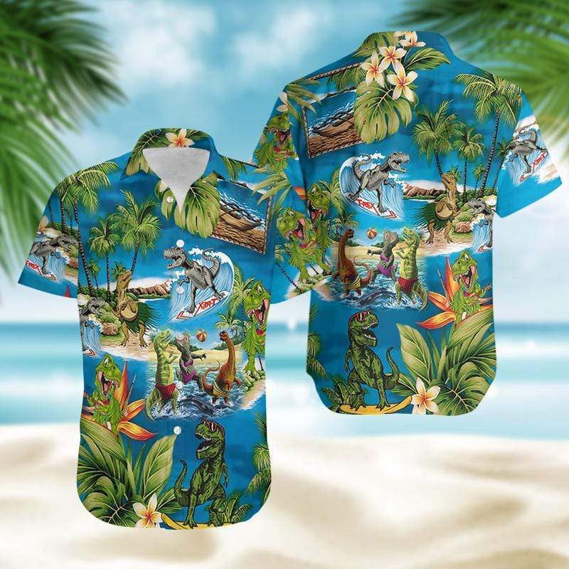 Funny T-rex Dinosaur Lover Hawaiian Aloha Shirts #200121DH