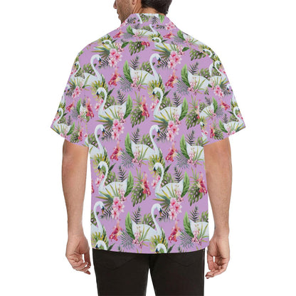 Swan With Flower Pattern Print Design Hawaiian Shirt
