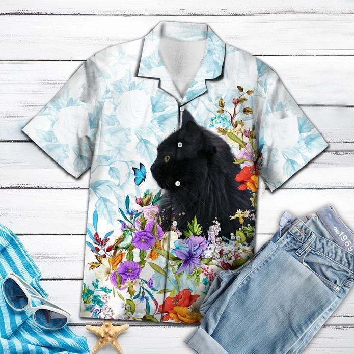 Black Cat Floral Hawaiian Shirt | For Men & Women | Adult | HW5476