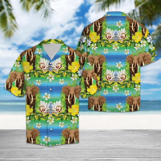 Elephant Tropical Flowers Hawaiian Shirt | For Men & Women | Adult | HW5499