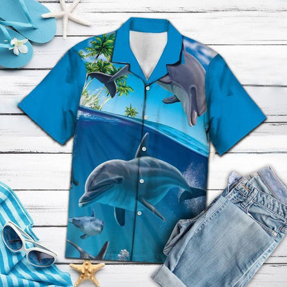 Island Dolphin Beach Hawaiian Shirt | For Men & Women | Adult | HW5533