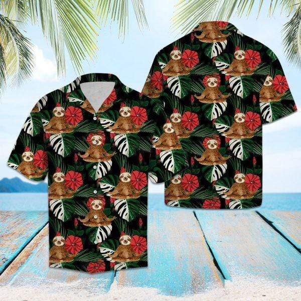 Funny Sloth Meditating Hawaii Shirts Unique Beach Shirt Hawaiian