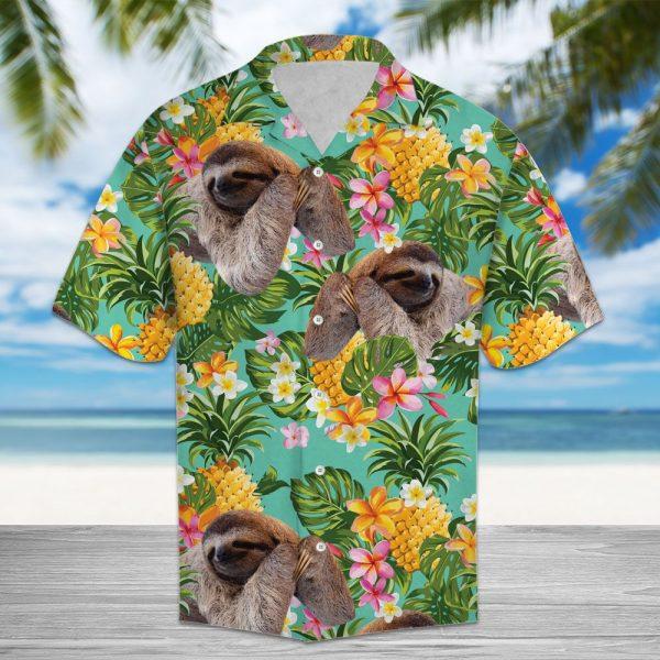 Tropical Sloth And Pineapple Pattern Hawaii Shirts Unique Beach Shirt Hawaiian