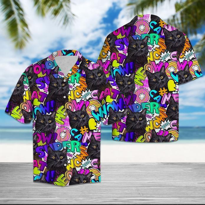 Black Cat Pop Art Hawaiian Shirt | For Men & Women | Adult | HW5396