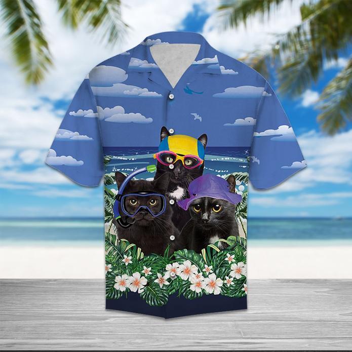 Black Cat Summer Beach Hawaiian Shirt | For Men & Women | Adult | HW5399