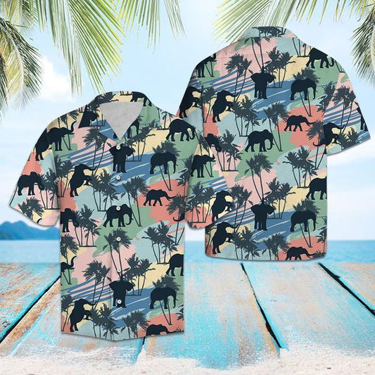 Elephant Coconut Palm Vintage Hawaiian Shirt | For Men & Women | Adult | HW5502