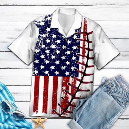 Baseball USA Flag Hawaiian Shirt | For Men & Women | Adult | HW5352