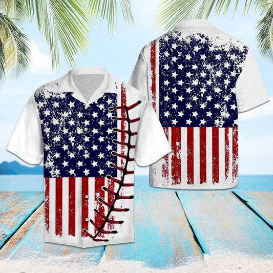 Baseball USA Flag Hawaiian Shirt | For Men & Women | Adult | HW5352