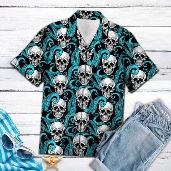 Halloween - Tropical Skull Octopus Hawaii Shirts