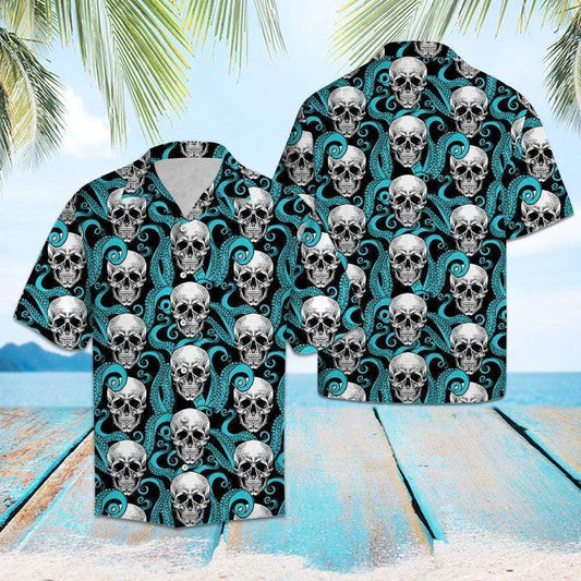 Halloween - Tropical Skull Octopus Hawaii Shirts