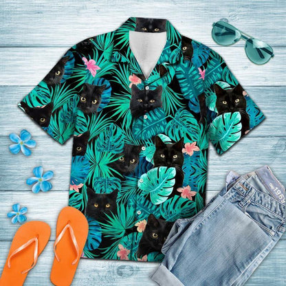 Black Cat Tropical Hawaiian Shirt | For Men & Women | Adult | HW7471