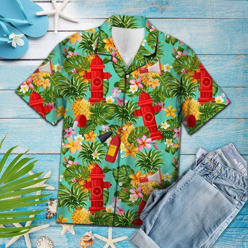 Firefighter Pineapple Hawaiian Shirt