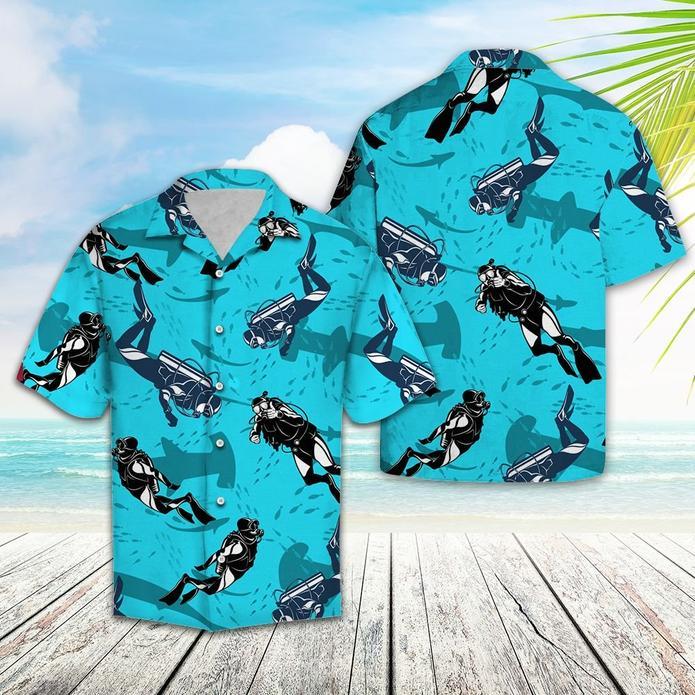 Scuba Driving With Shark Tropical Hawaiian Shirt 131