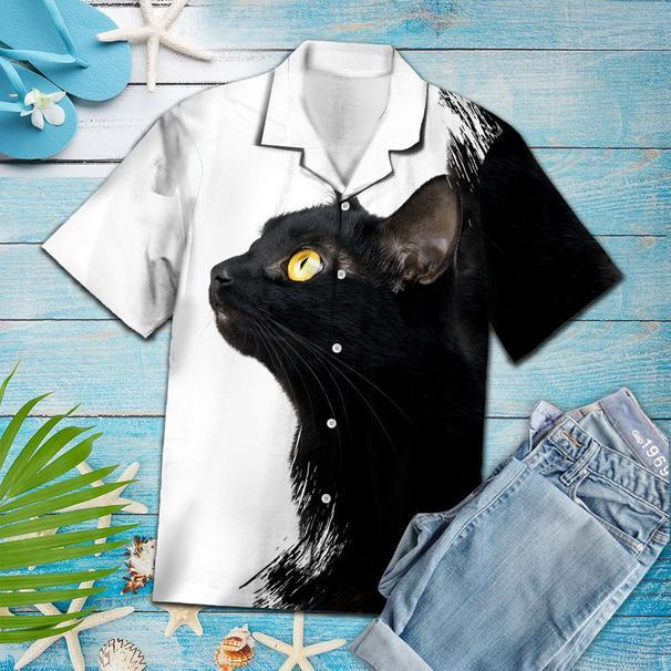 Amazing Black Cat Tropical Hawaiian Shirt 