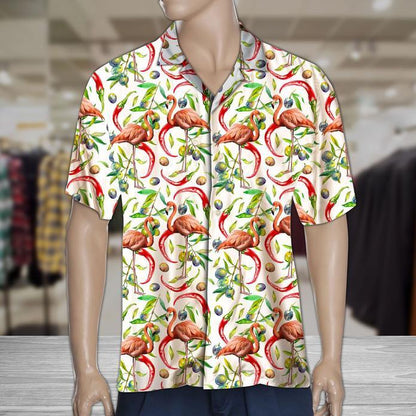 Hot Chili Peppers And Flamingo Tropical Hawaiian Shirt 131