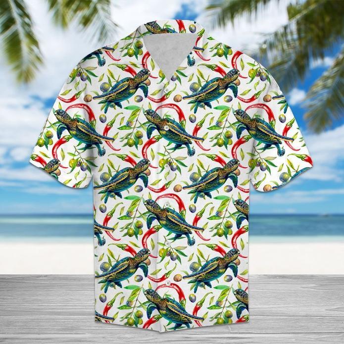 Hot Chili Peppers And Turtle Tropical Hawaiian Shirt 131