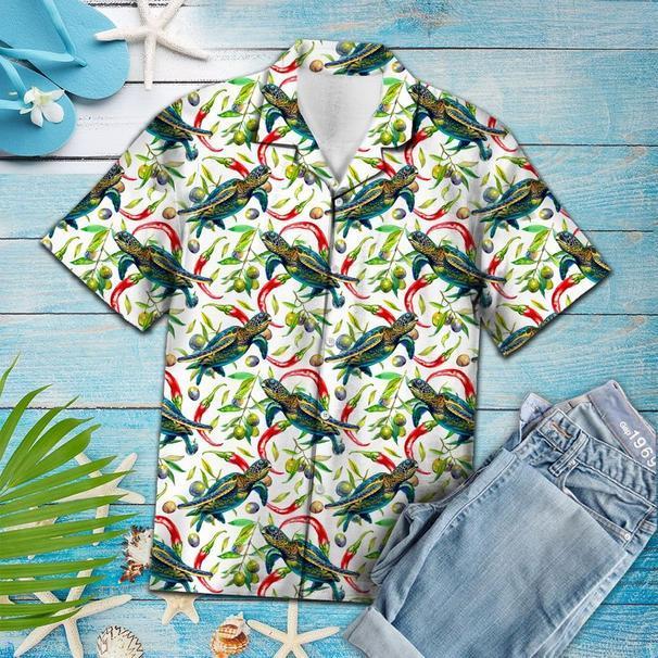 Hot Chili Peppers And Turtle Tropical Hawaiian Shirt 131