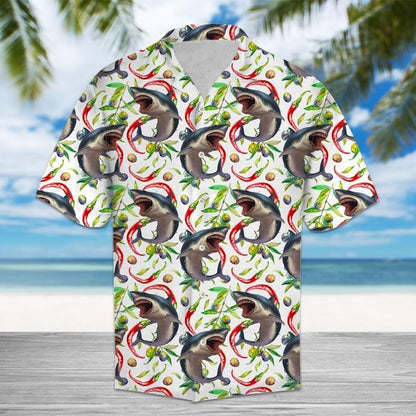 Hot Chili Peppers And Shark Tropical Hawaiian Shirt 131