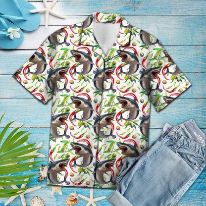 Hot Chili Peppers And Shark Tropical Hawaiian Shirt 131