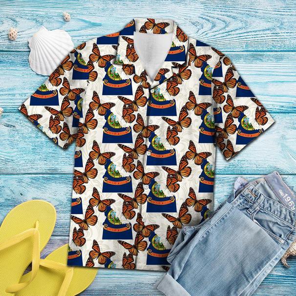 Idaho Monarch Butterfly Tropical Hawaiian Shirt 