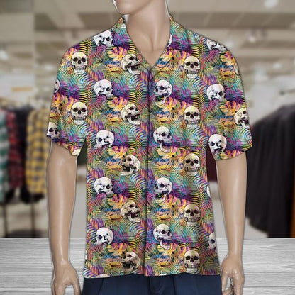 Vintage Skull Palm Leaves Tropical Hawaiian Shirt 131