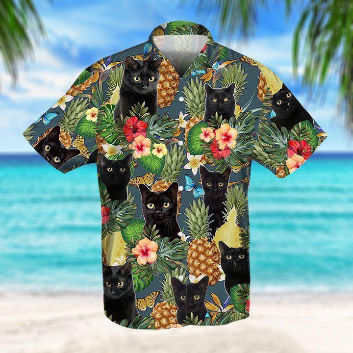 Black Cat And Pineapple Hawaiian Shirt