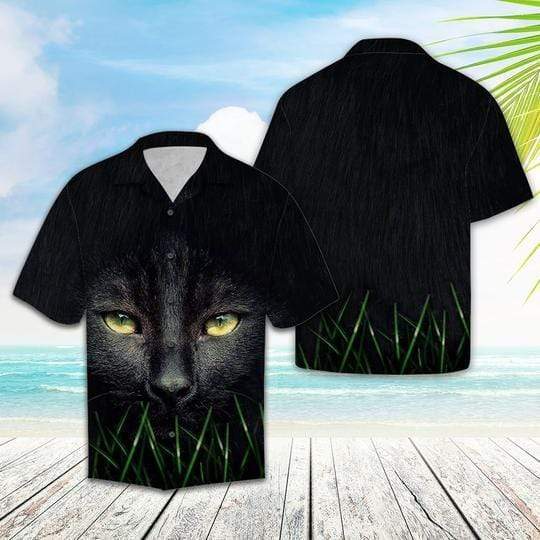 Black Cat Eye Hawaiian Aloha Shirts #040321l