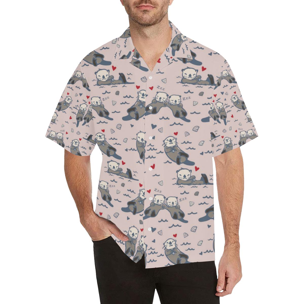 Sea Otter Pattern Print Design Hawaiian Shirt