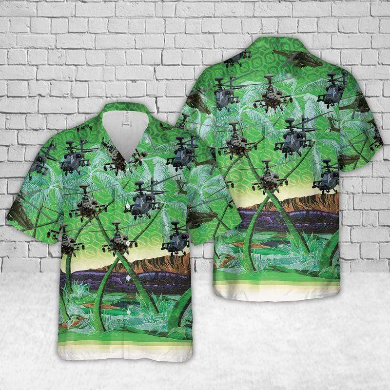 Us Army Boeing Ah-64 Apache Green Unisex Hawaiian Shirts