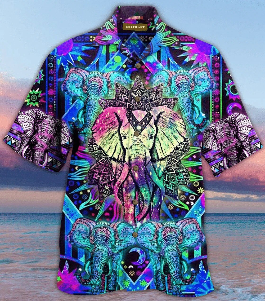 Hippie Mandala Elephant Hawaiian Aloha Shirts 