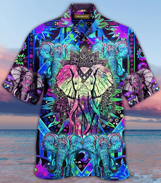 Hippie Mandala Elephant Hawaiian Aloha Shirts #DH