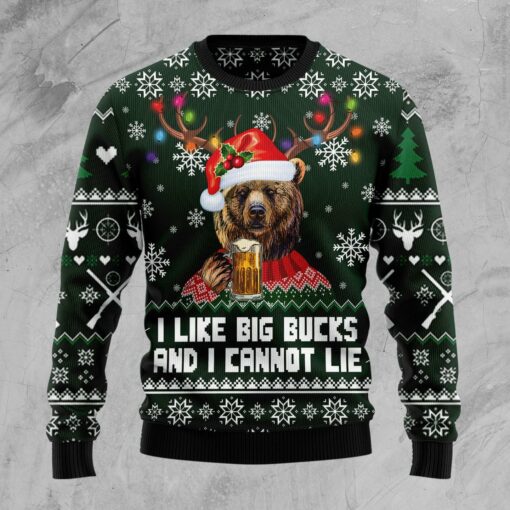 Bear Hunting and Beer Ugly Christmas Sweater 