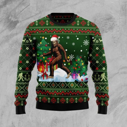 Big Foot Xmas Ugly Christmas Sweater 