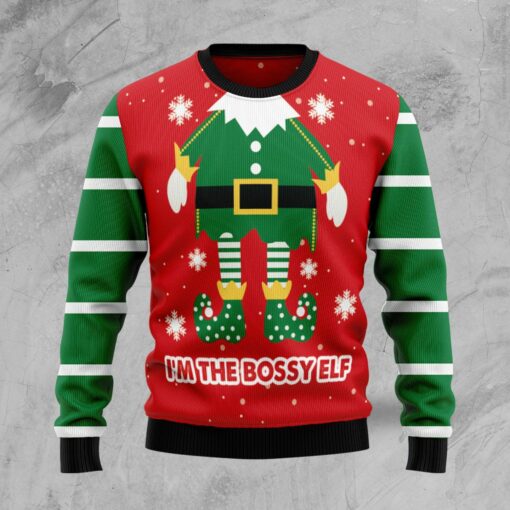 I’m The Bossy Elf Xmas Ugly Christmas Sweater 