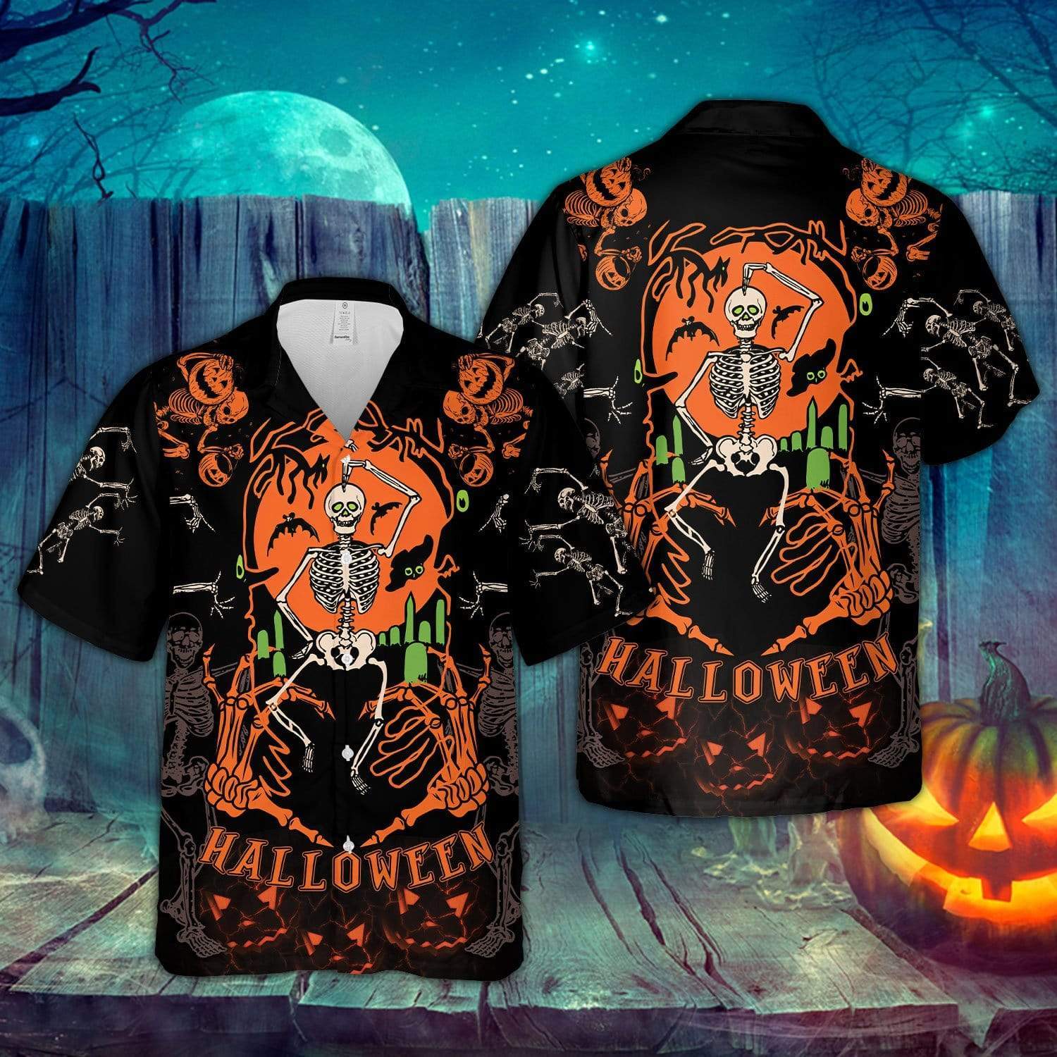 Halloween - I Love Halloween Black Pumpkin Unisex Hawaiian Shirts #160921l