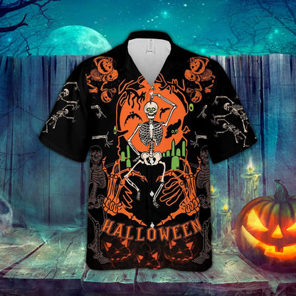 Halloween - I Love Halloween Black Pumpkin Unisex Hawaiian Shirts #160921l