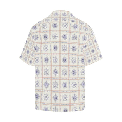 Nautical Steering Wheel Rudder Compass Pattern Mens All Over Print Hawaiian Shirt